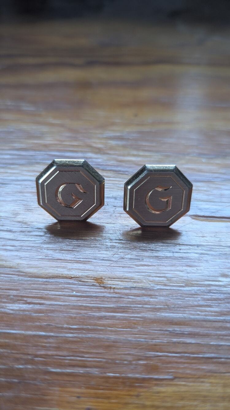 Vintage Monogram G Initial Cufflinks Gold Tone Octagon Shape Mens Formal